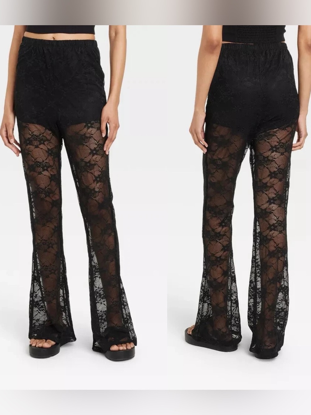 Wild Fable Black Lace Flare Pants Built In Shorts XXL